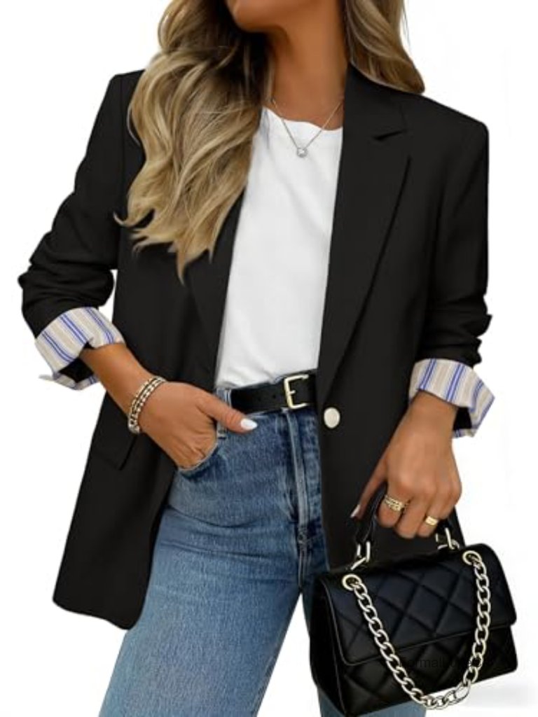 Lightweight Blazer For Women Long Sleeve Work Business Suit Jacket With Pockets